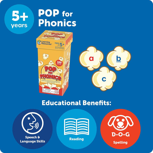 5-7, Learning Resources POP for Phonics - Learn to Read Phonics Flash Cards, Kindergarten Learning Games for Kids