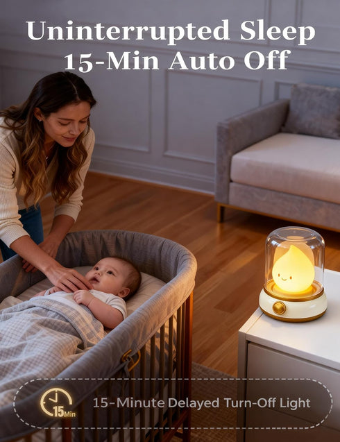 Dimmable Smiley Night Light for Baby Nursery, Rechargeable LED Candle Lamp, Eye, Caring Mood Light with Timer, Cute
