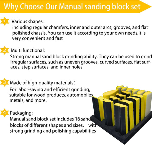 Tonmp 56 Set- 16 40 Total PCS Hand Sanding Block PCS Contoured Profile Sander Block + Sheet Sandpaper Kit