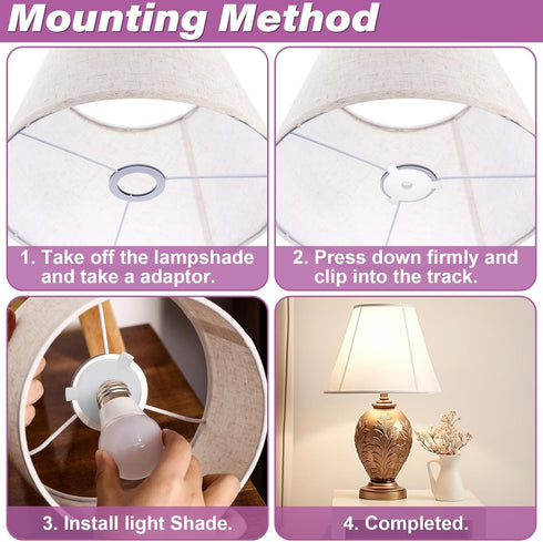 4pcs E27 OIIKI Lamp Shade Adapter Ring, White Lamp Shade Reducer Rings, Plastic Lampshade Adapter Converter Replacement