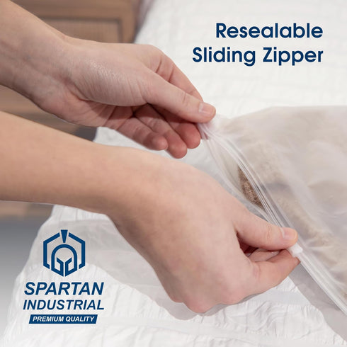 Spartan Industrial 8" X 10" (100 Count) 3 Mil Frosted Zipper Bags with Vent Hole - Reclosable Plastic Bags for Clothes,