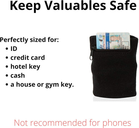 Suddora Zipper Wrist Pouch - Sweatband Wallet for Keys, ID, Cards, Cash