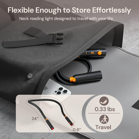 660nm 360 Neck Reading Light, Rechargeable Book Light for Reading at Night, Red Light & White Modes, Flexible Bendable