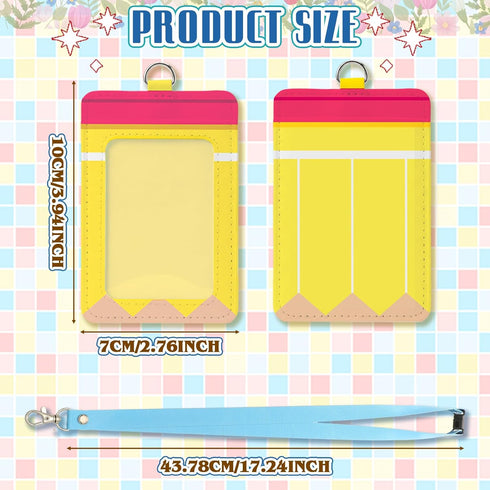 6 Harloon Pcs Teacher ID Badge Holder with Lanyard Teacher Appreciation Gifts PU Cute Composition Notebook Pencil