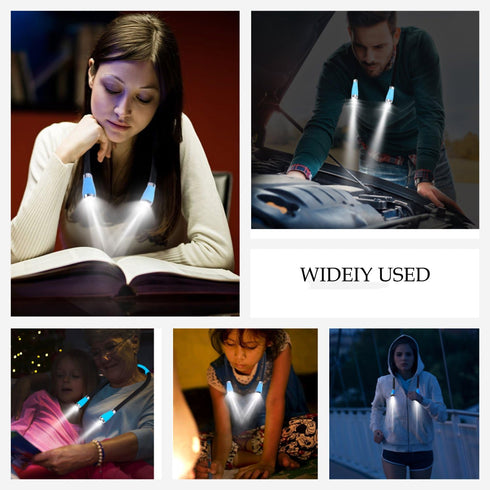 4 Bulbs, 3 Book Light, Neck Reading Light, USB Rechargeable, Hands Free, Super Bright LED Adjustable Brightness, Best