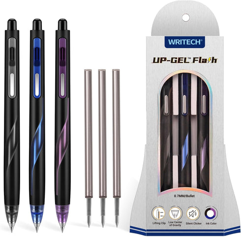WRITECH Retractable Gel Ink Pens, Low Center of Gravity 0.7mm Multicolor Medium Point with Refills