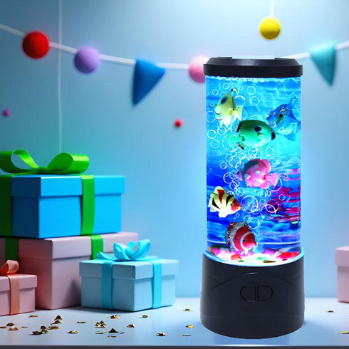 Bubble Fish Lamp Electric Fish Tank Table Lamp Fake Aquarium with Color LED Changing Light Gift for Kids Men Women Home