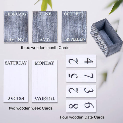 Notakia Perpetual Calendar Wooden Calendar Blocks Vintage Wood Block Calendar for Home Office Desk Accessories Week