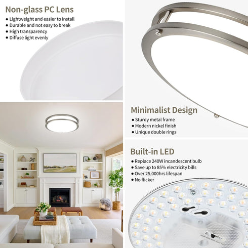 NEWKAZ 13Inch 36W 2 Packs, 5CCT 2700K 3000K 4000K 5000K 6500K, Dimmable Ceiling Light Fixtures LED Flush Mount Ceiling