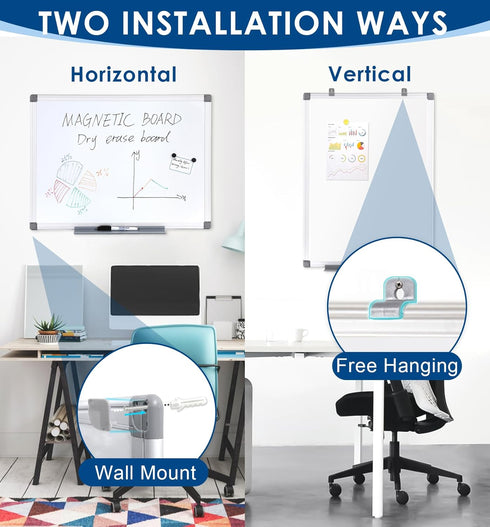 Magnetic Whiteboard 18 x 24 - Dry Erase Board for Meeting/Organizing/Displaying, Wall Mounted