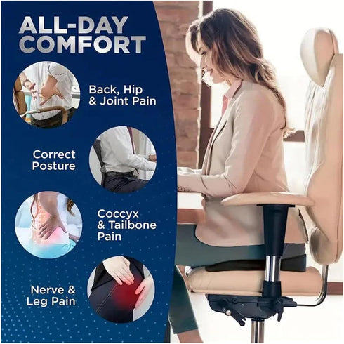 JJKSKV U-Shaped Memory Foam Seat Cushion Orthopedic Pillow for Office Chair, Car, Travel, Hip and Back Placement Dense