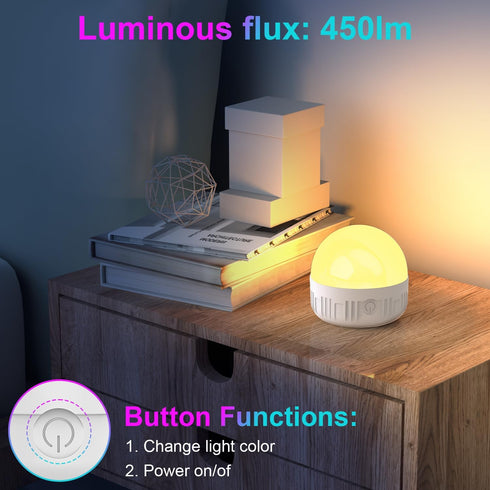LGMCF Bulb E26 2Pack 6W 450LM Dimmable Bulb 15 3 2500mAh Bulbs, Bulbs Rechargeable Light with Remote - Detachable LED