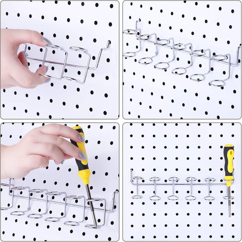 Ripeng Pegboard Screwdriver Holders - Multi Ring Tool Organizer Accessories, Six Tool Organizer Racks for Pegboard,
