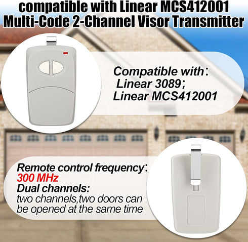 Kingdder 2 2 MCS412001 10 300mhz Pcs Channel Gate Opener Remote Compatible with Multicode Linear Dip Garage Door Opener