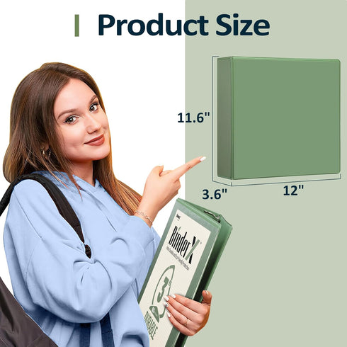 Sooez Aqua Blue 3 Inch 3 Ring Binder, D-Ring Large Binder Holds 300 Sheets, Customizable Clear View Cover