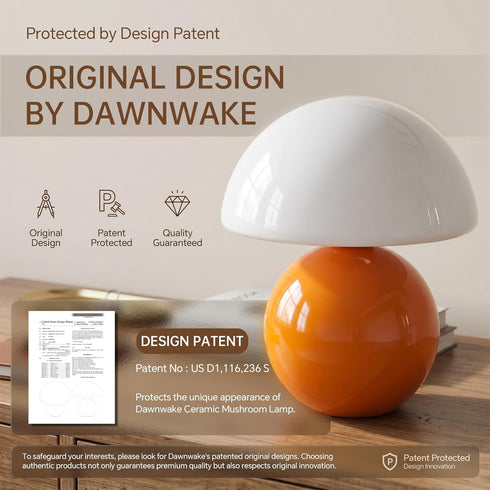 Dawnwake Mushroom Lamp Table Lamp for Bedroom,Desk Bedside Small Lamps for Living Room Night Stands,Mushroom Decor Cute