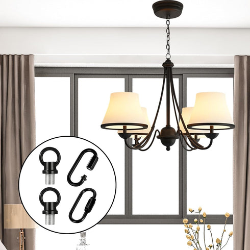 Zelphvt 4 Set 1/8 Inch IP Lighting Loops with Link Buckle Connectors Zinc Alloy Hook Rings for Light Fixture Chandelier