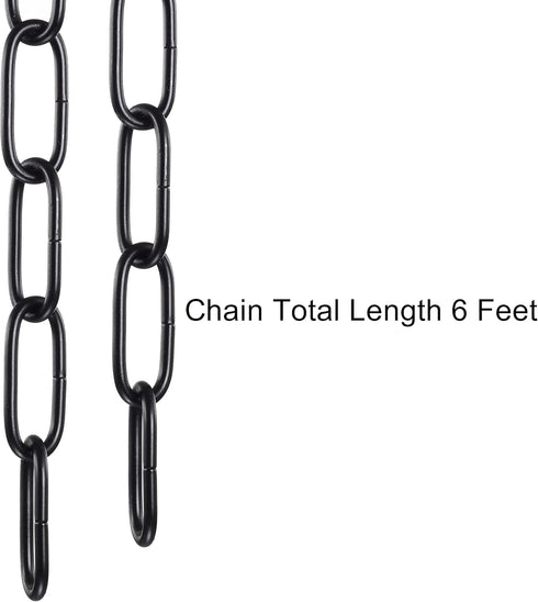 Mr.Color 6 Black Metal Chandelier - Heavy Duty, Feet Chain for Pendant Lights, Swag Lights