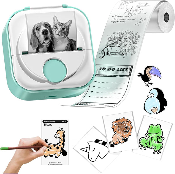 Itari Mini Printer Q02 Sticker Printer with 1 Roll Paper, Bluetooth Pocket Printer for Anatomical Diagrams, Photos,