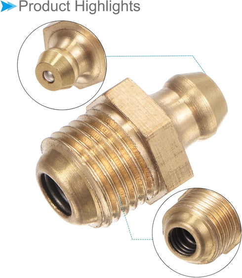 Brass Straight Grease Fitting M10x1mm Metric Hydraulic Grease Nipple - 20 Pieces for Replacing Missing Oil Fitting