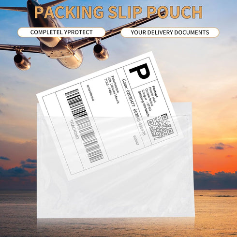 BESTIKER Shipping Label Sleeves 7.5" x 5.5" (500 Packs) Clear Adhesive Packing Slip Pouches for Small Business