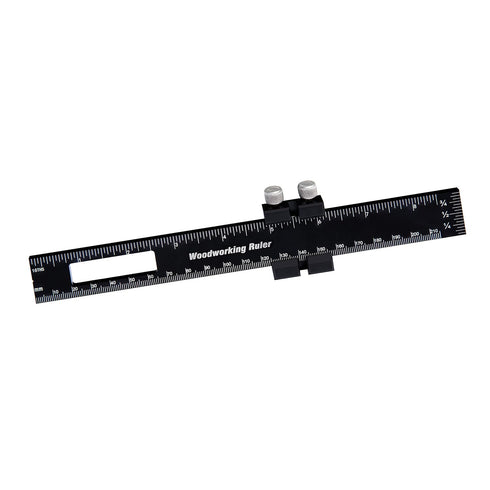 Precision Pocket Woodworking Ruler, 8 Inch Marking Measuring Ruler, Metal Construction Ruler with Slide Stops