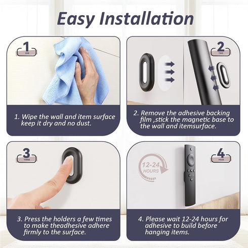 Vaszu 6 Pack Magnetic Remote Control Holder Wall Mount Self-Adhesive, Upgraded Silicone Remote Organizer Storage Wall