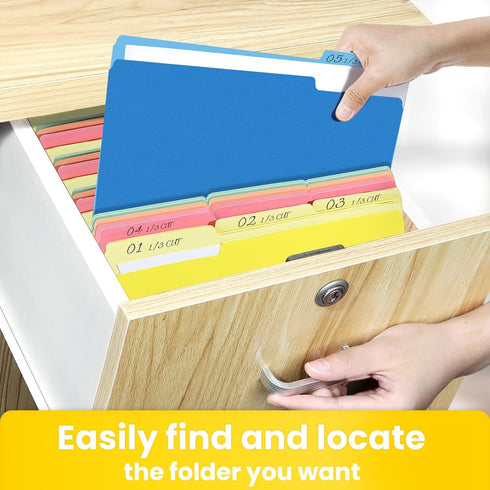 SUNEE Letter Size File Folders, 100 Pack Blue Manilla Folders 8.5 x 11 with 1/3-Cut Tabs for Office Home