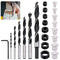 23 Pcs Wood Drill Bit Set with Dowel Pins, Center Point and Stopper for Woodworking Carpentry