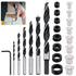 23 Pcs Wood Drill Bit Set with Dowel Pins, Center Point and Stopper for Woodworking Carpentry