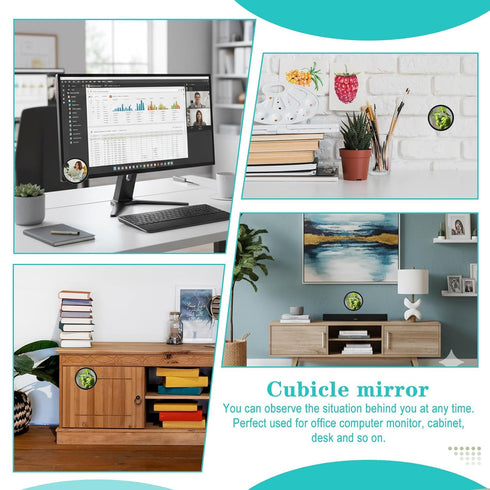 DOPENSPI 4PCS 2.3" Cubicle Mirror, Adjustable Cubicle Mirror to See Behind You Monitor Mirrors Rear View Convex