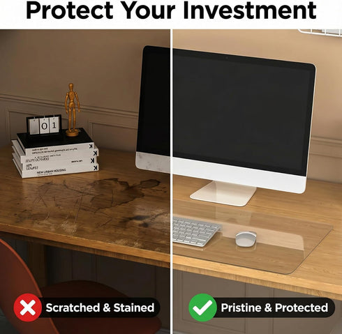 PIPRE 17.8x19, 1.5mm - Clear Table Protector, Thick Ultra Smooth Vinyl, Clear Table Mat for Bedroom Dresser, Table