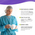 AMZ Medical Supply Disposable Isolation Gown, Large, 10 Pack of Blue Fluid Resistant Gowns