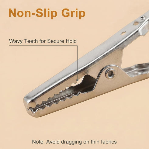 NARAMAX 3 17Inch PCS Dental Bib Clips Adjustable Reusable Napkin Holder Ball Chain, Silver Bib Clips for Adults