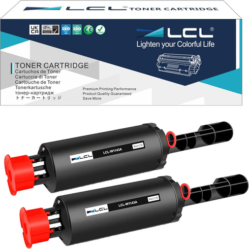 LCL Compatible Toner Cartridge Replacement for HP 143A W1143A, Neverstop Laser MFP (2-Pack Black)