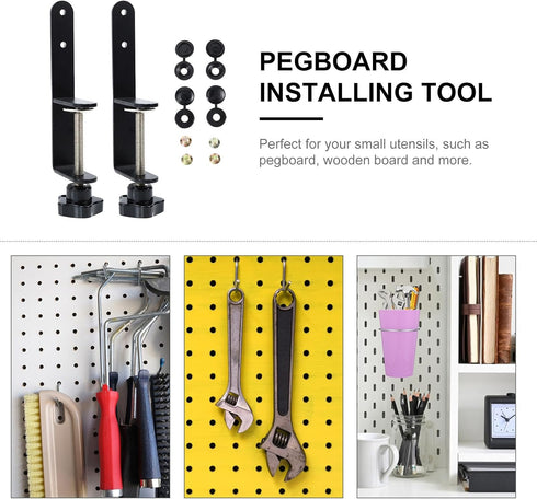 ARTSEWPLY 2 Pieces Vertical Pegboard Install Clips Pegboard Accessory Brackets for Industrial and Workbench Storage