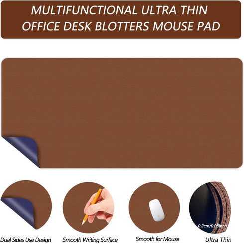 Writing Desk Pad Laptop Mat, PU Leather Desk Blotter Pad, Waterproof Durable Dual-Sided Writing Mat 16 X 24 Inch