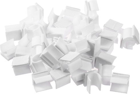 BLUECELL Pack of 50 White Pen Adhesive Clip Holders for White Board, Desk, Car