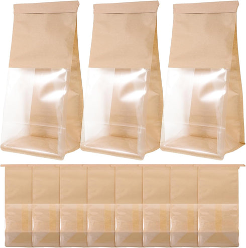 Homoyoyo 50pcs Small Window Bread Bags Kraft Paper Baking Toast Bags for