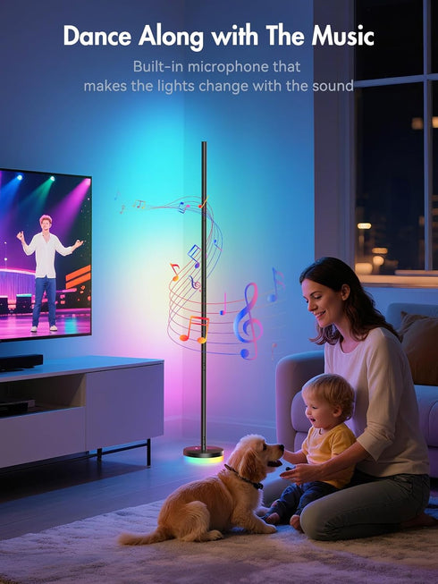 1300lm OIYN Corner Floor Lamp, RGBICW LED Corner Lamp with Smart Modern Floor Lamp,App & Remote Control,Music
