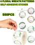 LOYMOK 2" 500pcs/roll 6 Jam and Jelly Jar White Canning Labels for Mason Jars, Round Floral Wreath Design with Lines