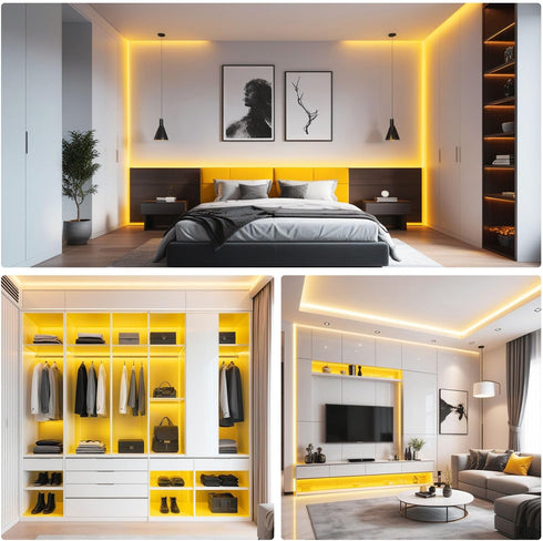 12V 16.4ft/5m 300 5050 iNextStation LED Strip Light Yellow LED Light Strip Flexible LED Strip Lights Cuttable LEDs Tape