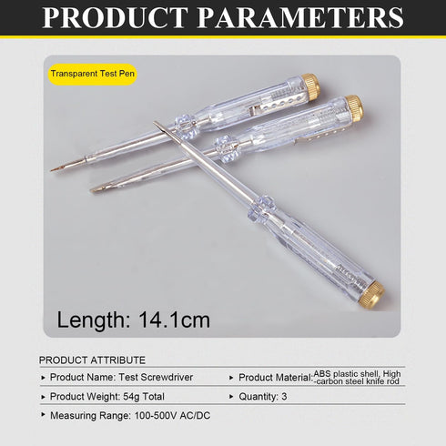 Fielect Test Screwdriver, Voltage Detector Pen Light Circuit Tester Electric Test Pen Neon Tube AC/DC