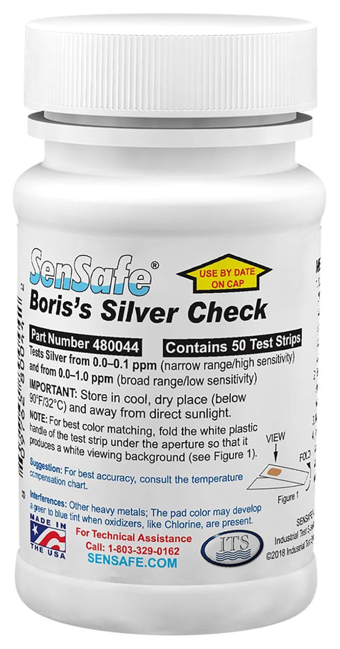 Industrial Test Systems SenSafe 480044 Boris' Silver Test Strip, 60 Seconds Test Time, Bottle of 50