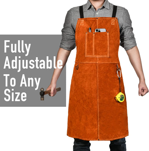 Heavy Duty Leather Welding Apron - Flame & Heat Resistant