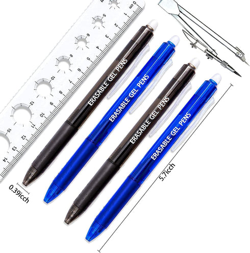 Vitoler Erasable Pens, Black & Blue Gel Pens, 0.7mm Fine Point, Retractable Writing Pens for School Supplies