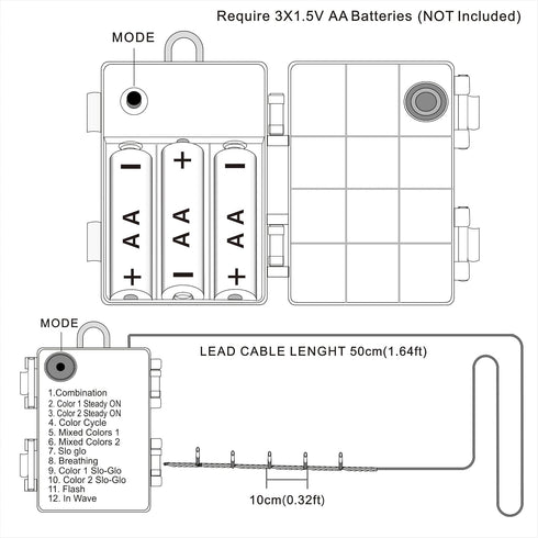 GHJ 100LEDs) Battery Operated Remote Control Rainproof LED String Lights, Color Changing Fairy Lights for Christmas