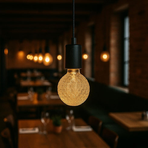 Festive Living 5" G125 Bulb 2700K 3 E26 IP54 Celeste Glow LED Glass Globe for Pendants and Patio Strings, Warm White