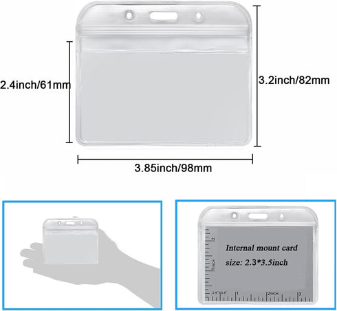 YOUOWO 12 Pack Horizontal ID Card Badge Holders, 3.2 x 3.85 inches, Waterproof Clear Plastic Labels