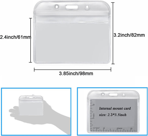 YOUOWO 12 Pack Horizontal ID Card Badge Holders, 3.2 x 3.85 inches, Waterproof Clear Plastic Labels